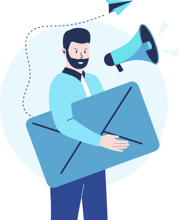 Illustration représentant un homme mécontent avec une grosse enveloppe