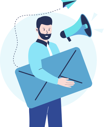 Illustration représentant un homme mécontent avec une grosse enveloppe